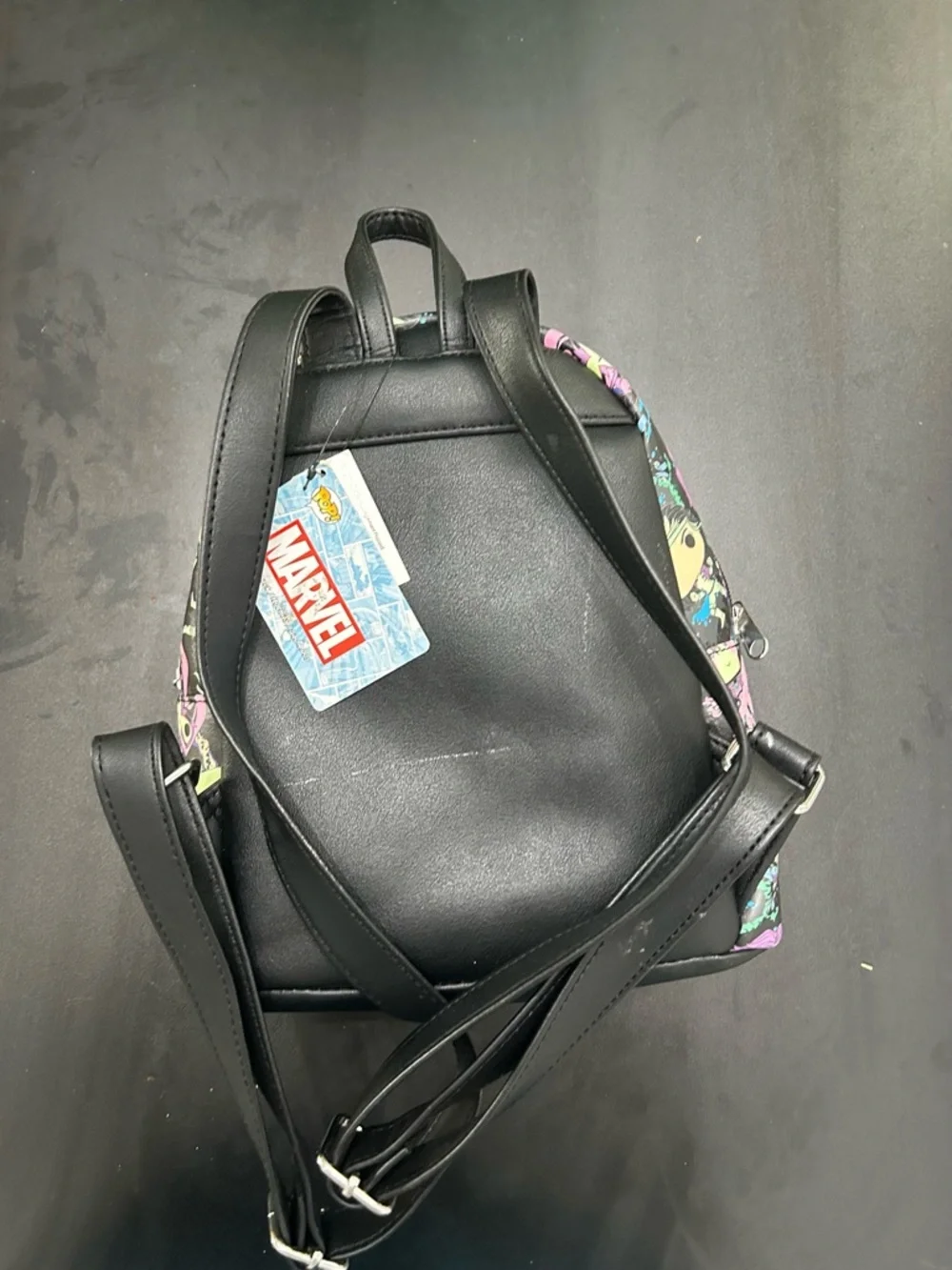 MARVEL & FUNKO Backpack in Black with Pastel Purple Pink Mint Characters NWT - Picture 2 of 5